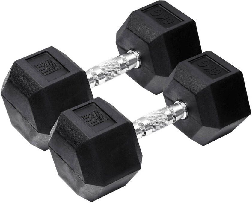 Orange Gym Hex Dumbbell Zwart 6 kg Gewicht Set van 2 Krachttraining