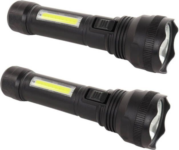 Orange85 Zaklamp Led Oplaadbaar 2 Stuks 200 Lumen Militaire Zwart Noodverlichting