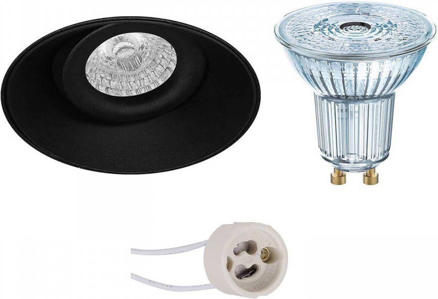 Osram LED Spot Set Parathom PAR16 927 36D Pragmi Nivas Pro GU10 Fitting Dimbaar Inbouw Rond Mat Zwart 5.5W Warm Wit 2700K Trimless Kantelbaar Ø150mm