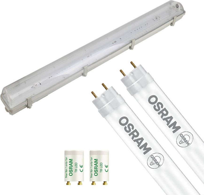 BES LED TL Armatuur met T8 Buis OSRAM SubstiTUBE Value EM 830 Aigi Hari 120cm Dubbel 32.4W Warm Wit 3000K