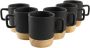 Orange85 OTIX Espresso Kopjes Zwart Set van 6 met Bamboe Onderzetter Met oor Koffiekopjes - Thumbnail 3