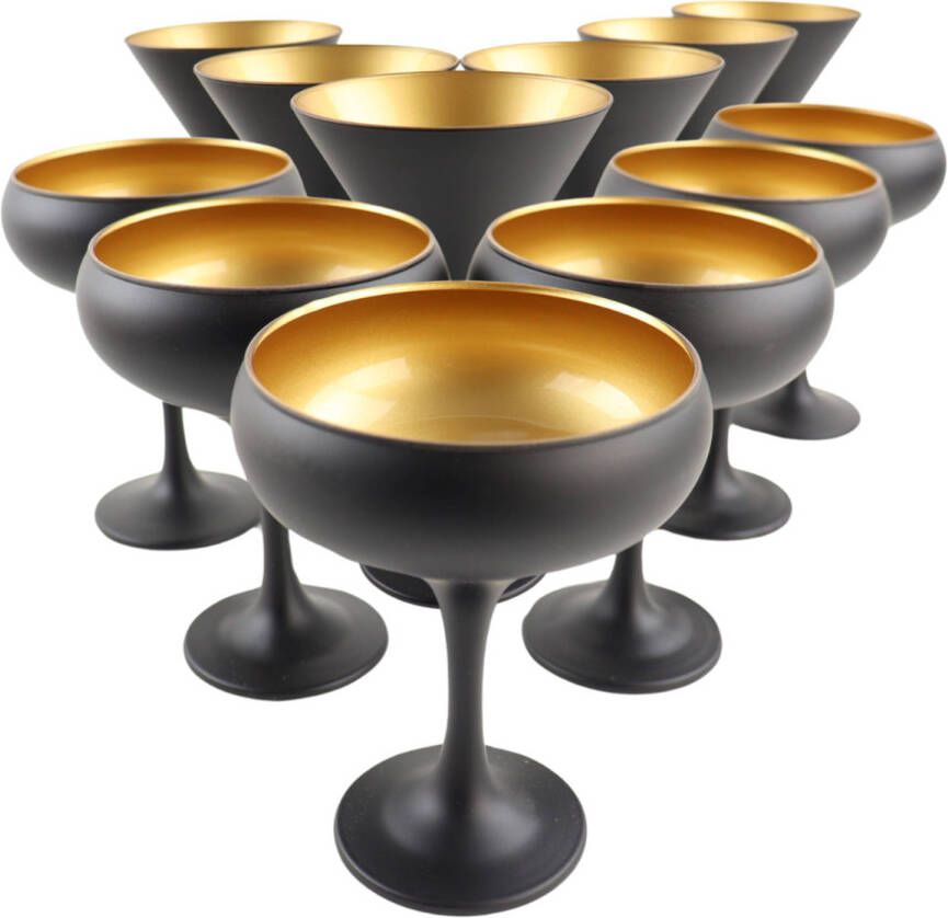 OTIX Glazenset Set van 12 Martini Coupe Glazen Champagnecoupe Zwart