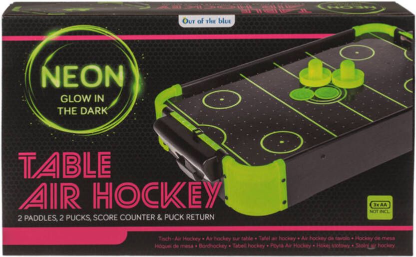 Out of the Blue Mini Air Hockey Tafel Glow in the Dark 49 5 x 31 x 8 7 cm Speelgoed Kleine Air hockey