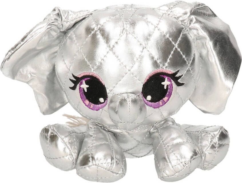 P-Lushes Pets Pluche designer knuffel olifant zilver 16 cm Knuffeldier