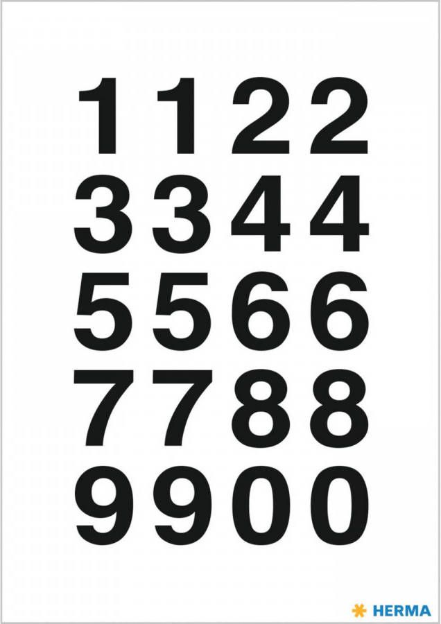 Shoppartners Stickervellen 40x plak cijfers getallen 0-9 zwart transparant 20x18 mm Stickers