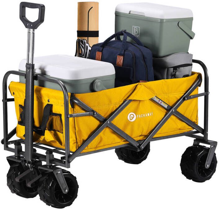 Packaway XL Opvouwbare Bolderkar Heavy Duty van Wasbaar Polyester tot 80KG 98 x 45 cm OKERGEEL