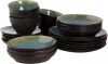 Palmer Serviesset Lotus Stoneware 6 persoons 24 delig Zwart Turquoise online kopen