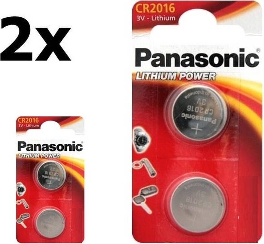 Panasonic 4 Stuks (2 Blisters a 2st) CR2016 Professional Electronics 3V 90mAh Lithium knoopcel