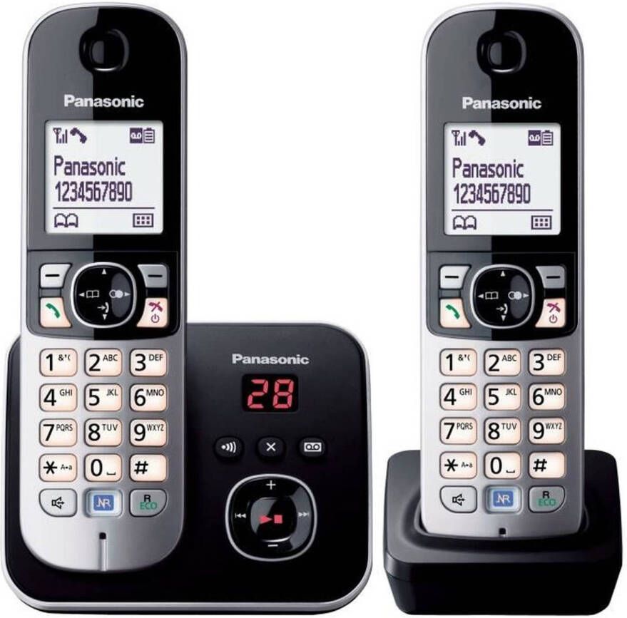 Panasonic KX-TG6822 Duo Draadloze Telefoons Antwoordapparaat Zwart Grijs