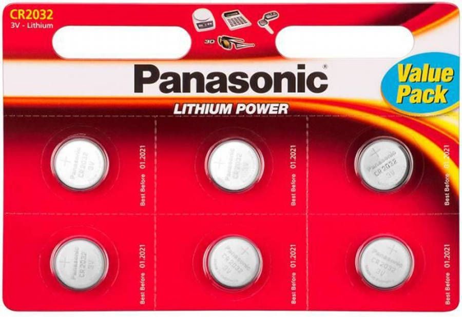 Panasonic Lithium knoopcel CR2032 x6