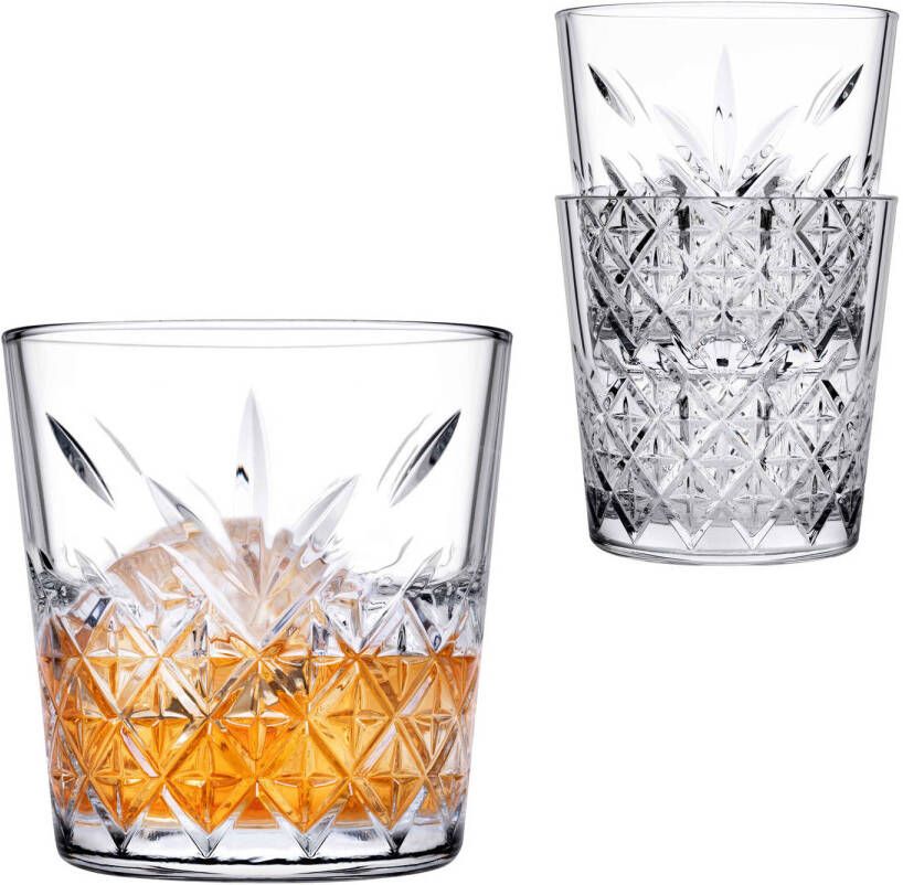Pasabahce Whisky tumbler glazen 6x Timeless serie transparant 340 ml Whiskeyglazen