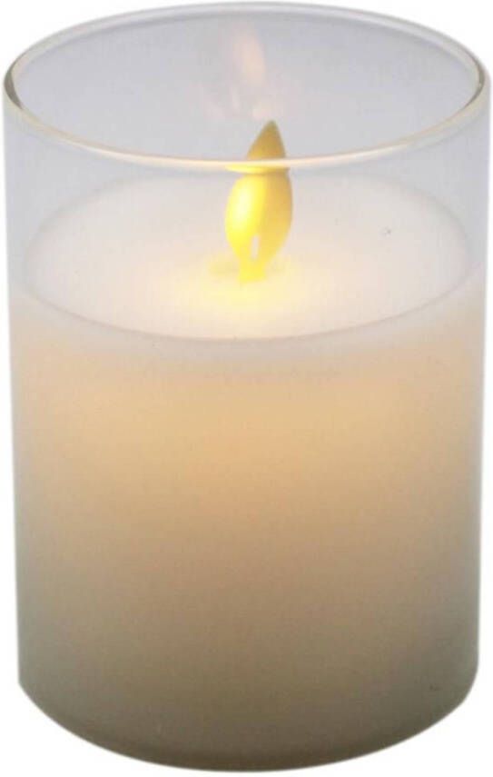 Merkloos Sans marque LED kaars stompkaars wit in glas 10 cm flakkerend Kerst diner tafeldecoratie Home deco kaarsen
