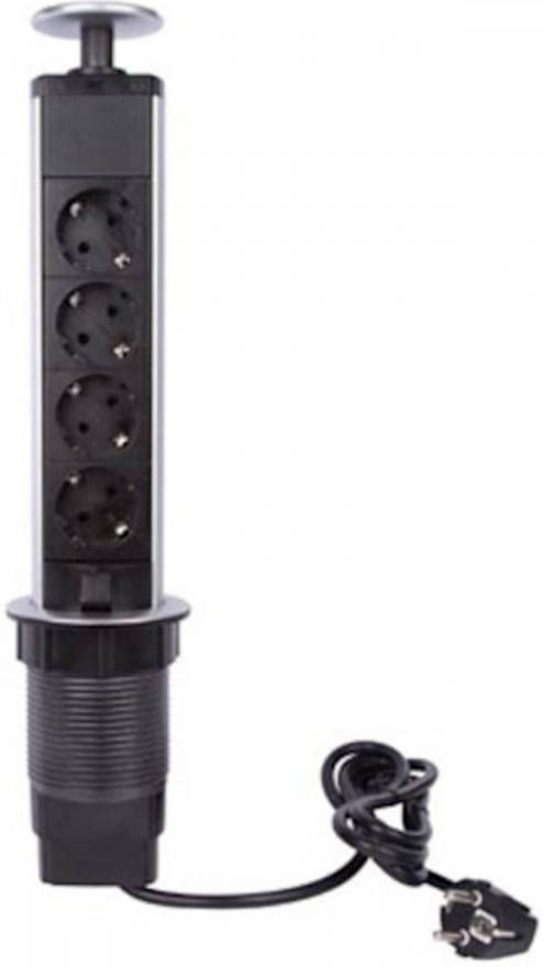 Perel Pop-upstekkerdoos 4 Stopcontacten Met Randaarde (type F) Montagegat 71 Mm 3680 W