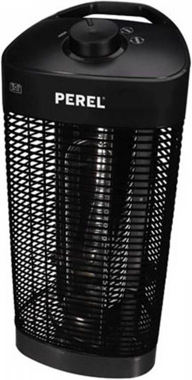 Perel Mobiele terrasverwarmer 1200 W met kantelbeveiliging 2 warmteniveaus oscillerend plensdicht metaal zwart