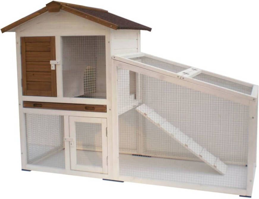 Rabbit Loft Konijnenhok 140x65x100 cm Bruin white wash Middel