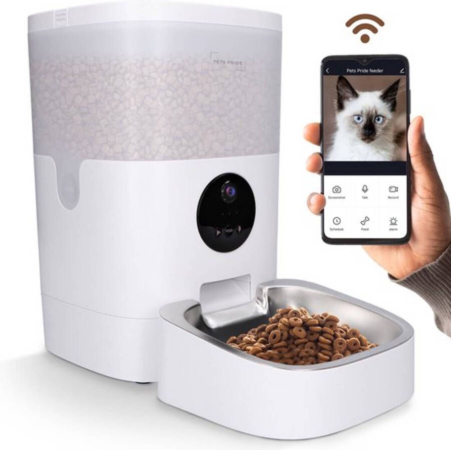 Pets Pride Voerautomaat Pro 4 Liter Full HD camera App en audio Automatische Voerbak Kat Katten en Honden