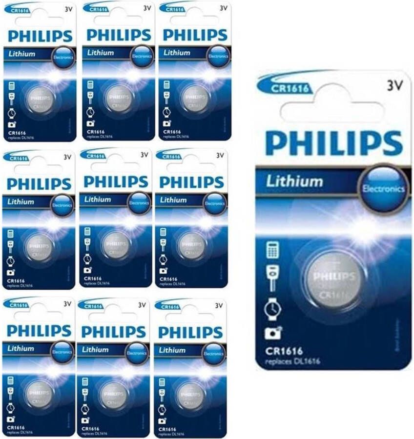 Philips 10 Stuks CR1616 3v lithium knoopcelbatterij