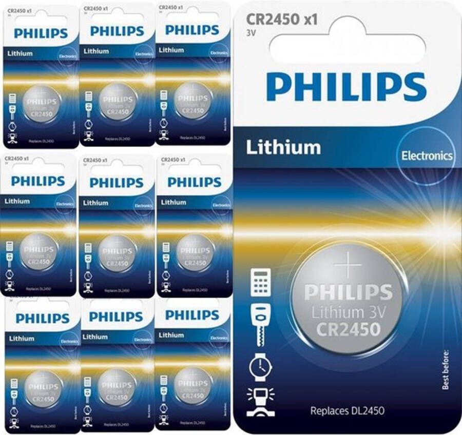 Philips 10 Stuks CR2450 3v lithium knoopcelbatterij
