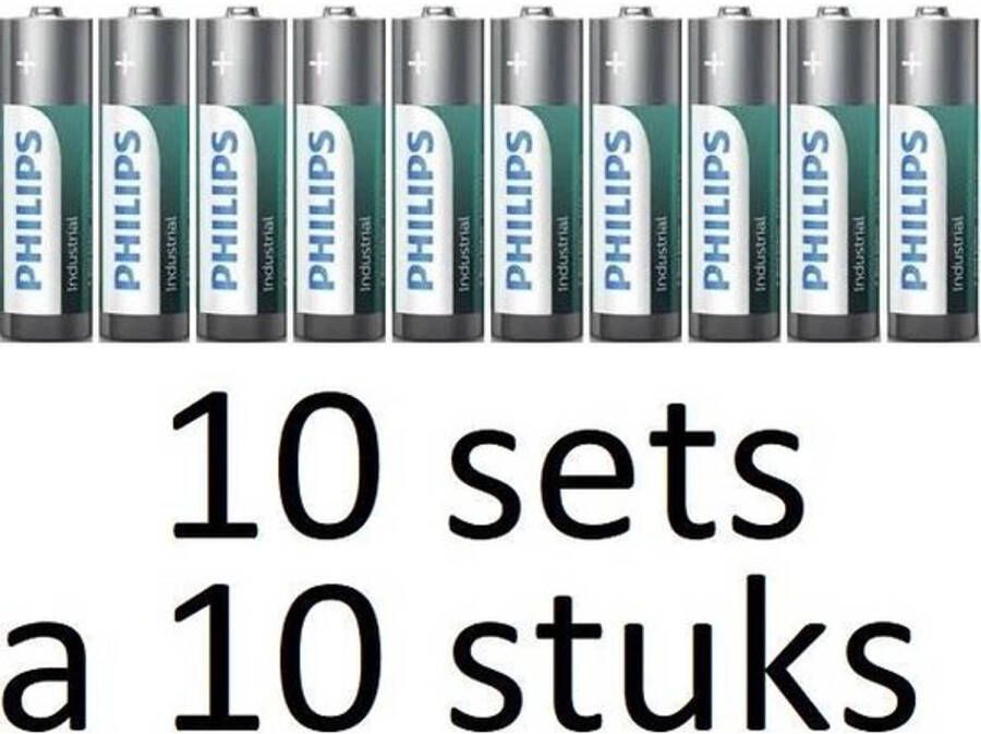 Philips 100 Stuks (10 Doosjes a 10 st) Industrial AA LR6