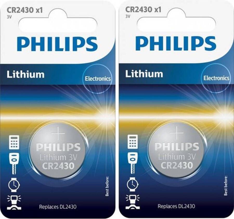Philips 2 Blisters (2 stuks) CR2430 3v lithium knoopcelbatterij