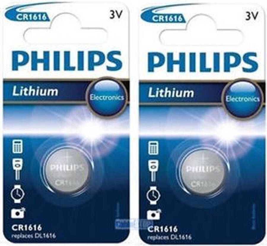 Philips 2 Stuks CR1616 3v lithium knoopcelbatterij