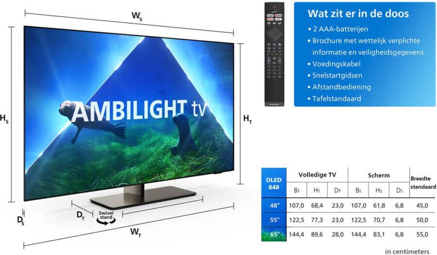 Philips 55OLED848 12 smart tv 55 inch 4K OLED
