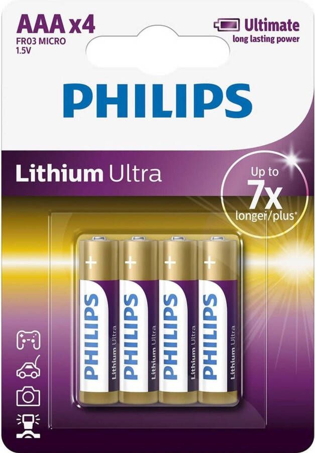 Philips AAA Lithium Ultra Batterijen 4 stuks