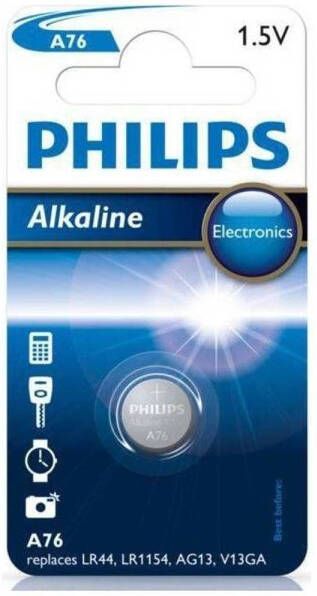 Philips alkaline a76 lr44 batterij 1.5v per stuk