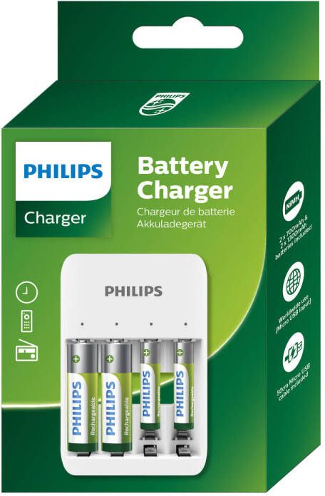 Philips Batterijlader Incl. Oplaadbare Batterijen Batterij Oplader voor AA en AAA