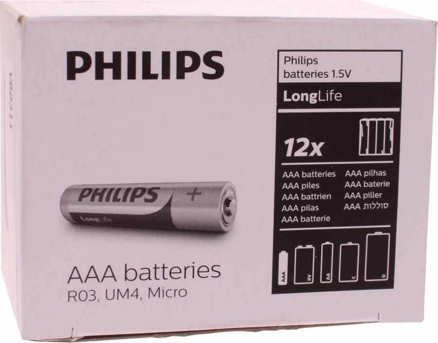 Philips batterijen AAA Longlife R03 1.5V 48 stuks