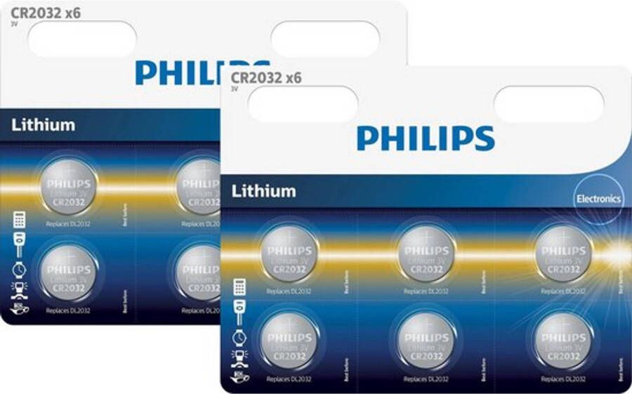 Philips CR2032 3v lithium knoopcel batterij 12 stuks