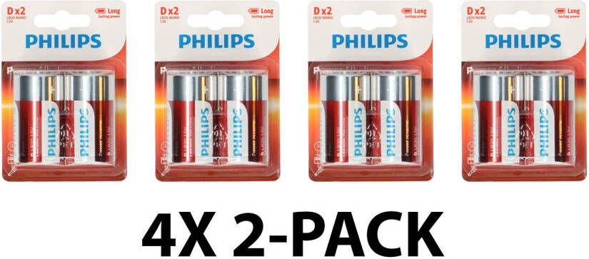 Philips D batterijen LR20 Alkaline Voordeelverpakking 8 stuks