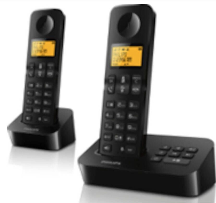 Philips Draadloze Telefoon D2652B 01 Dual Antwoordapparaat 1&apos;6 Inch Display Nummerherkenning Sneltoetsen Zwart