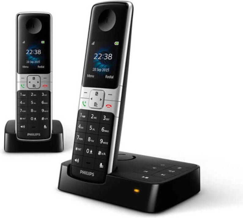 Philips Draadloze Telefoon D2752B 12 DECT 2 Handsets Huistelefoon Vaste Lijn Nummerherkenning Zwart