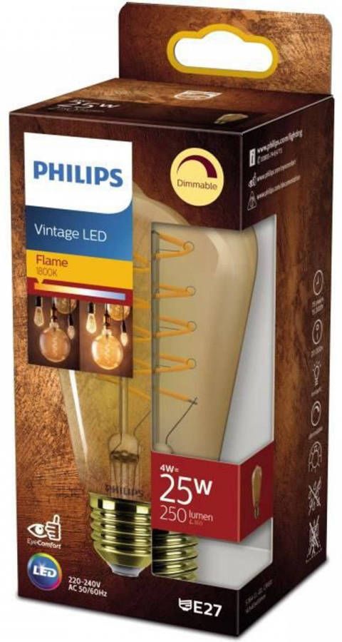 Philips Edison E27 LED-lamp 25W warm wit amber compatibel met dimmer glas