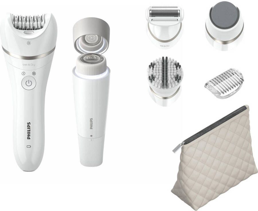 Philips Epilator Beauty Set Series 9000 BRE770 92 Wet & Dry Epileerapparaat Dames Wit