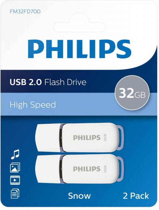 Philips FM32FD70D USB 2.0 32GB Snow Grijs 2 stuks