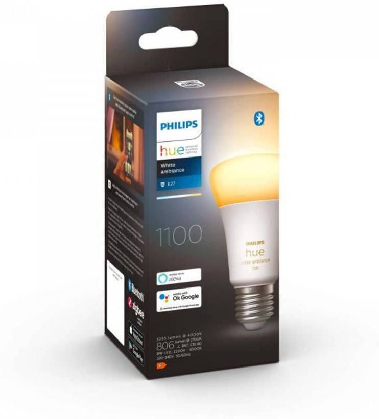 Philips Hue White Ambiance Verbonden LED-lamp E27 9.5W Equivalent 75W Bluetooth compatibel