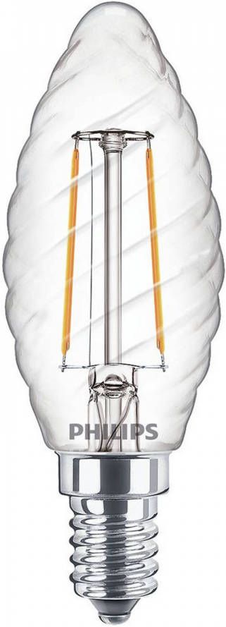 Philips Led Lamp E14 2W Kaars Gedraaid