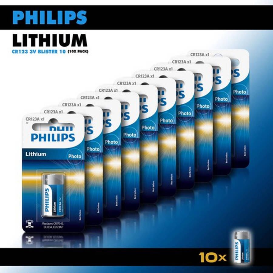 Philips Lithium 3V batterijen CR123 fotocamera batterij 1500 mAh Knoopcellen 10 stuks