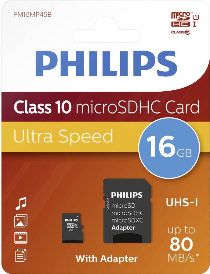 Philips Micro SDHS geheugenkaart 16GB Ultra High Speed