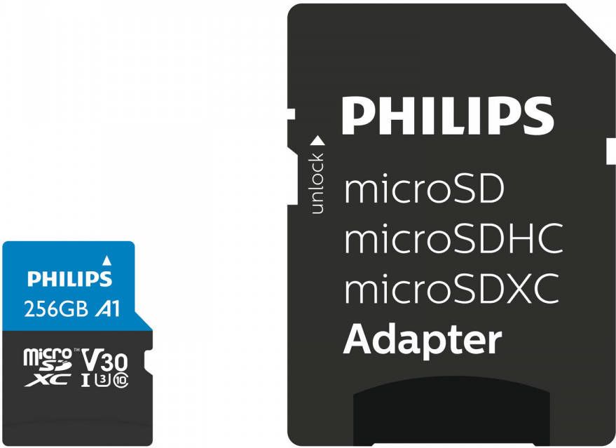 Philips Micro SDXC kaart 256GB incl. adapter Class 10 UHS-I U3