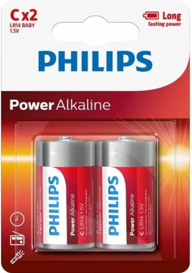 Philips Set van 4 powerlife C batterijen LR14 1.5 V Batterijen