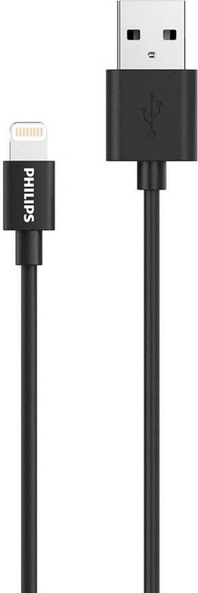 Philips USB-A naar Lightning Kabel DLC3104V 03 1.2 Meter Kabel Opladen en Synchroniseren Zwart