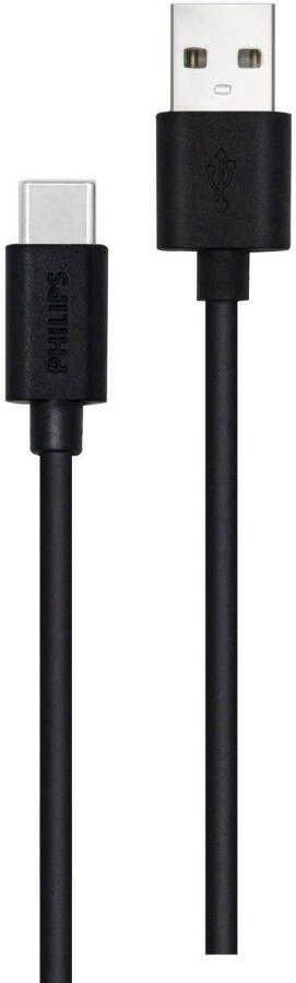 Philips USB Kabel 2.0 USB-A naar USB-C 1 2 Meter PVC Zwart