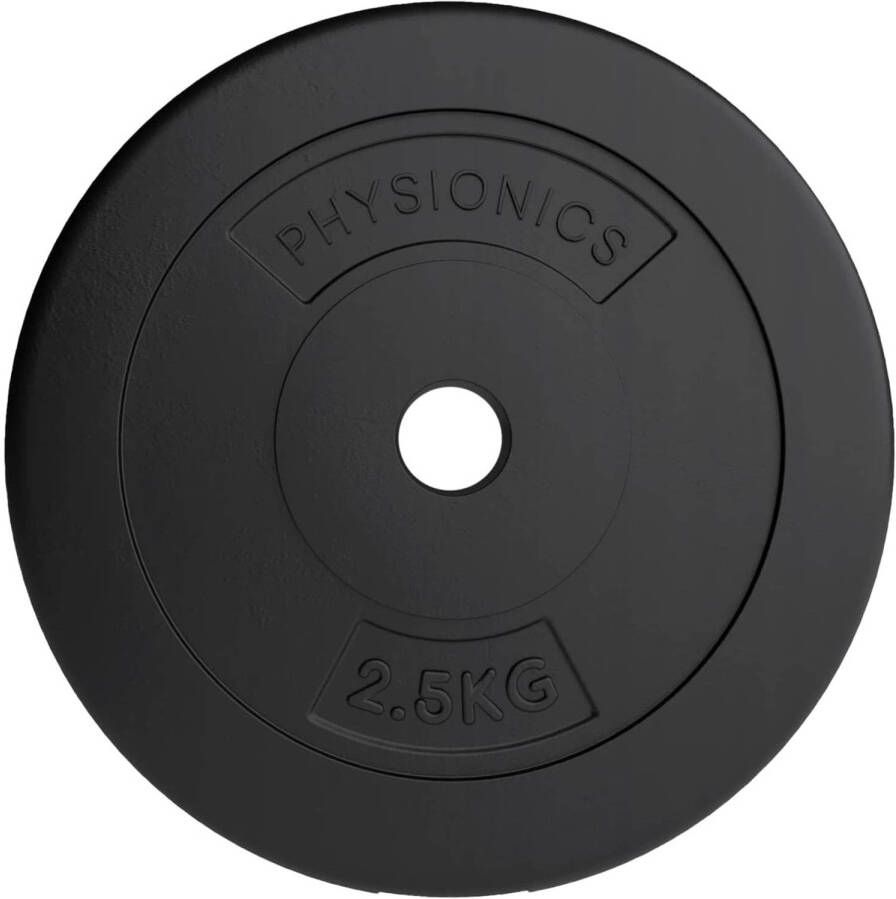 Physionics Halterschijven set van 2 stuks 2 x 2.5 kg Ø 30 mm kunststof zwart gewichtsschijven set gewichten v...