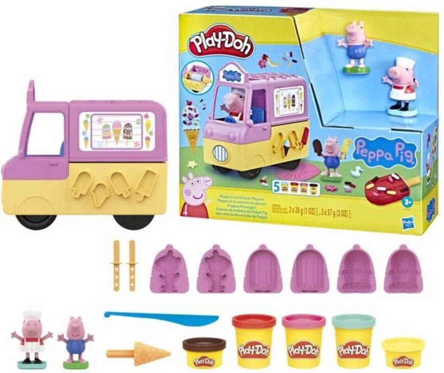 Play-Doh Peppa Pig en de ijswagen met Peppa George en 5 potten met deeg voor 3-jarigen