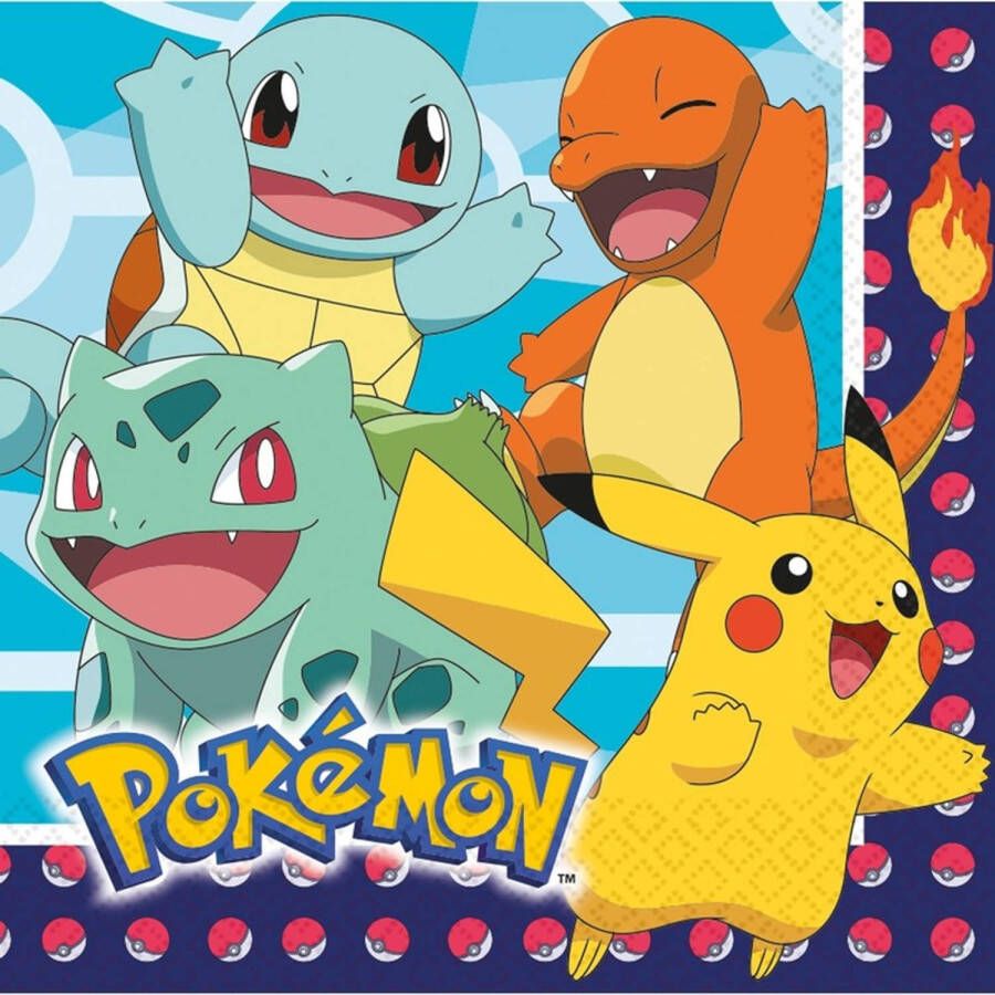 Pokémon Lunchservetten Pokemon 32 stuks tafeldecoratie Feestservetten