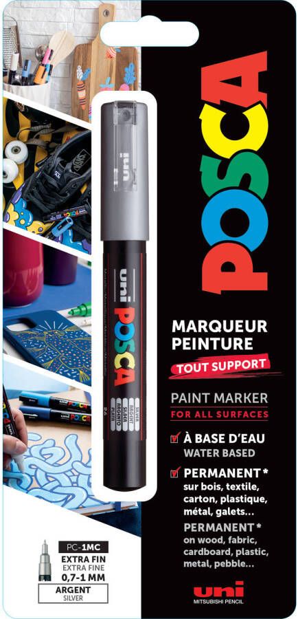 Posca Uni Verfmarker 1MC Zilver Blister