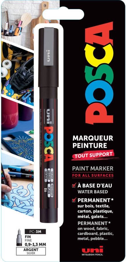 Posca Uni Verfmarker 3M Zilver Blister